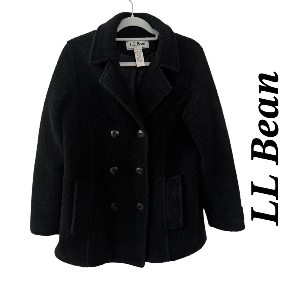 L.L. Bean Women's Black Wool Blend Pea Coat Size M